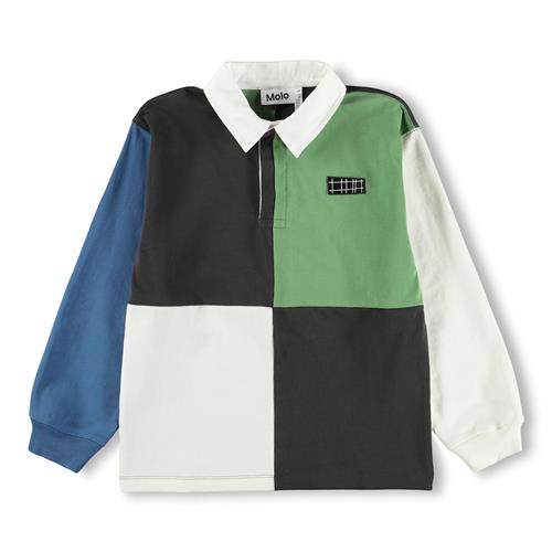 Molo GOTS Relz Langærmet Poloshirt Check Mix  Check Mix 128 cm  Grøn  128 cm  Drenge