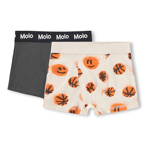 Molo GOTS Justin 2-pak Boxershorts Raven Basketballs  Raven Basketballs 92/98 cm  Sort  92/98 cm  Drenge