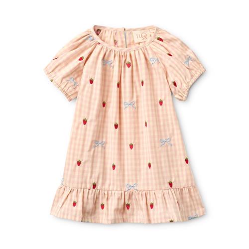 Flöss Dolly Kjole Med Sløjfe Berry Bow Gingham  Berry Bow Gingham 104 cm  Lyserød  104 cm  Piger