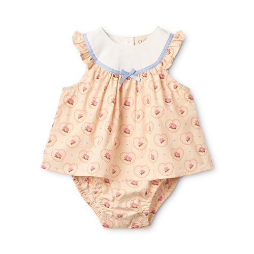 Flöss Berta Romper Rosy Heart  Rosy Heart 62 cm  Lyserød  62 cm  Piger