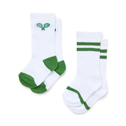 Flöss Vitus 2-pak Sokker White Green Tennis  White Green Tennis  22-24 EU  Hvid  22-24 EU  Drenge