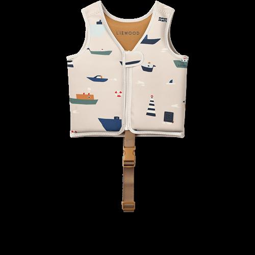 Liewood Dove Svømmevest Sailing / Sandy  Sailing / Sandy-15-19 kg  Creme  15-19 kg  Drenge, Piger