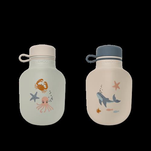 Liewood Lizzie Smoothie-flaske 2-pak Sea Creature / Sandy  Sea Creature / Sandy-One Size  Creme  One Size  Drenge, Piger