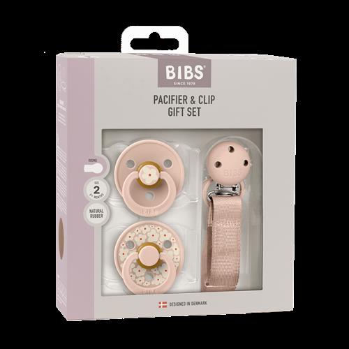 BIBS Jasmine Field Gavesæt Med Rund Latex-sut Og Klemme Blush  Blush  6+ months  Lyserød  6+ måneder  Piger