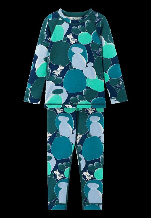 Reima Moomin Trivsam Termisk Basislag-sæt Dark Teal  Dark Teal-80 cm Uld Blå  80 cm  Drenge, Piger