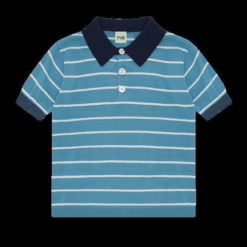 FUB Stribet Polo Ecru/dark Navy  Ecru/Dark Navy-130 cm  Marineblå  130 cm  Drenge, Piger