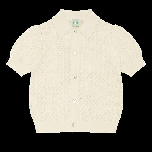 FUB Pointelle-skjorte Ecru  Ecru-130 cm  Creme  130 cm  Piger