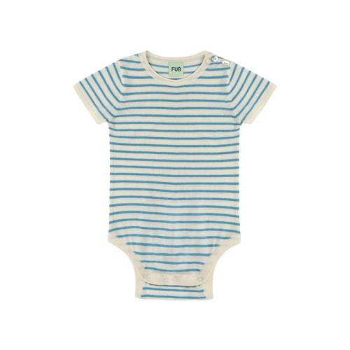 FUB Kortærmet Babybody Ecru/sea  Ecru/Sea-74 cm  Blå  74 cm  Piger