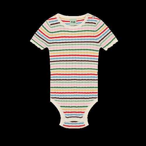 FUB Baby Rib Body Multi Stripe  Multi Stripe-68 cm  Rød  68 cm  Piger