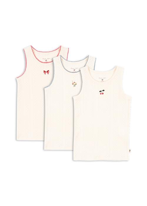 Konges Sløjd GOTS Minna 3-pak Tanktoppe Antique White  Antique White 5-6 Y    5-6 år  Piger