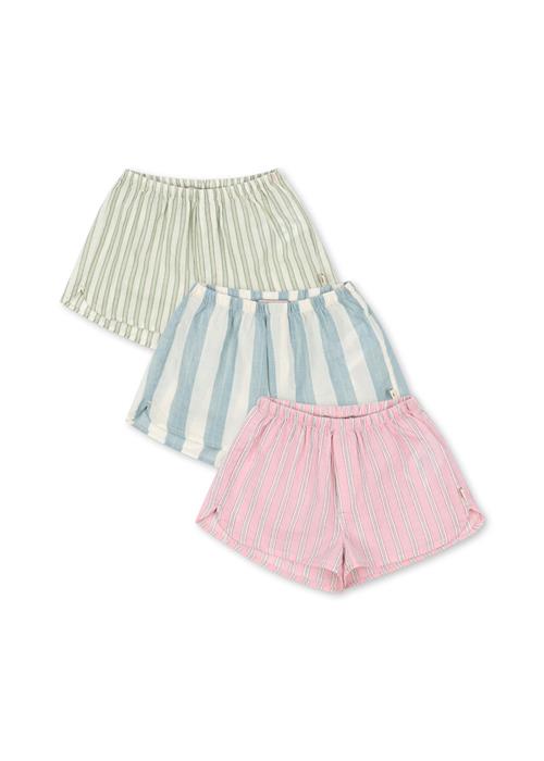 Konges Sløjd GOTS Asli 3-pak Shorts Basil Orchid Bleu Stripe  Basil Orchid Bleu Stripe 18 months  Blå  18 måneder  Piger