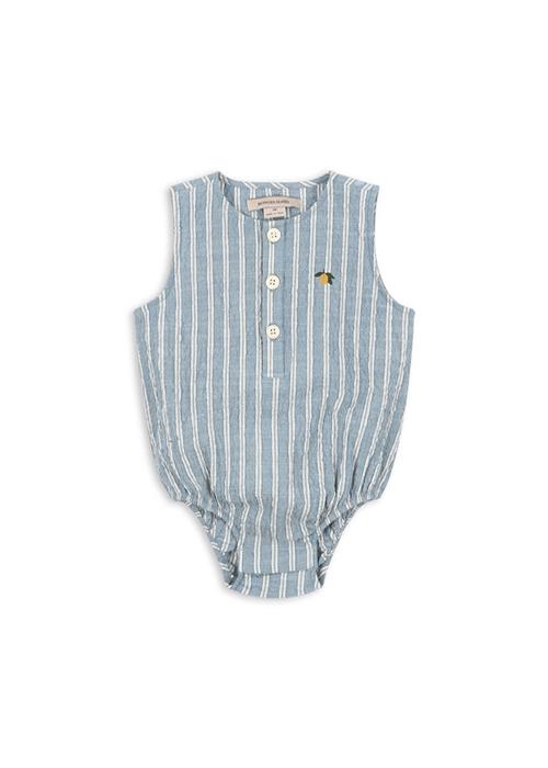 Konges Sløjd GOTS Elliot Romper Trio Bleu Stripe  Trio Bleu Stripe 6 months  Blå  6 måneder  Drenge
