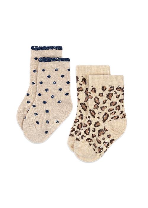 Konges Sløjd Leo And Dot 2-pak Glitter Jacquard-strømper Leo Dot  Leo Dot 17-18 EU  Brun  17-18 EU  Piger