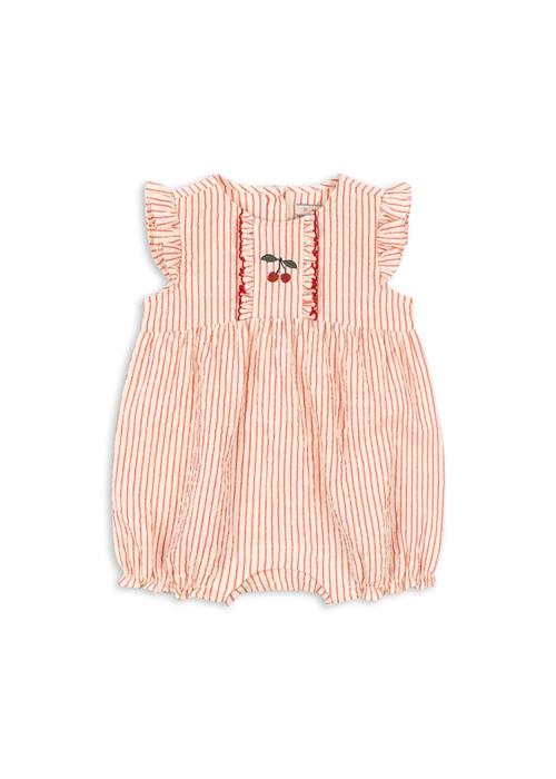 Konges Sløjd GOTS Ellie Romper Med Flæser Amour Stripe  Amour Stripe 12 months  Rød  12 måneder  Piger