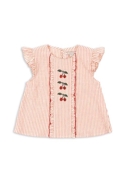 Konges Sløjd GOTS Ellie Frill Top Amour Stripe  Amour Stripe 7-8 Y  Rød  7-8 år  Piger