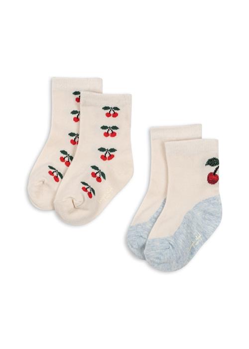 Konges Sløjd Cherry 2-pak Jacquard-strømper Cherry Mix  Cherry Mix 17-18 EU    17-18 EU  Piger