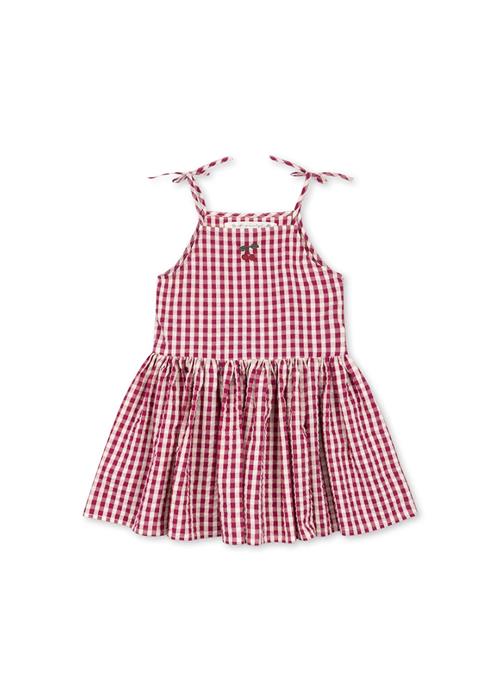 Konges Sløjd GOTS Isotta Kjole Raspberry Check  Raspberry Check 18 months    18 måneder  Piger