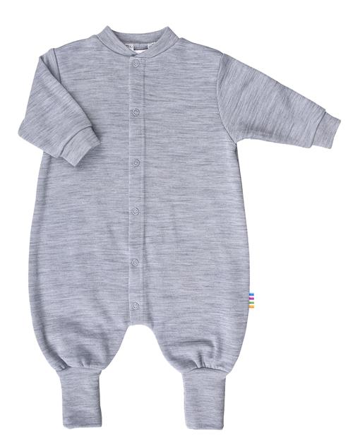 Joha Uld 2 I 1 Fod-jumpsuit Lt. Grey Melange  Lt. Grey Melange-80 cm Uld Grå  80 cm  Drenge, Piger