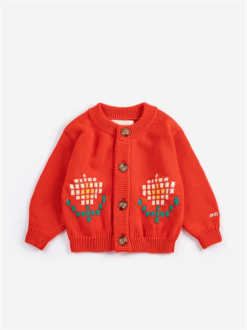 Bobo Choses Pixel Daisy Cardigan Red  Red 2 Y  Rød  2 år  Drenge, Piger