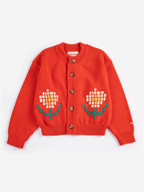 Bobo Choses Pixel Daisy Cardigan Red  Red 4-5 Y  Rød  4-5 år  Drenge
