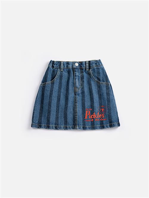 Bobo Choses Pickles The Dog Denim Nederdel Navy Blue  Navy Blue 6-7 Y  Marineblå  6-7 år  Piger