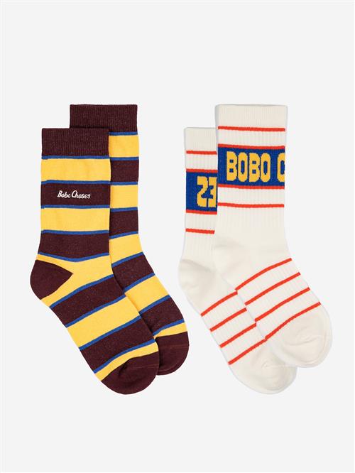 Bobo Choses Bobo Choses 2-pak Lange Sokker Multicolor  Multicolor 32-34 EU  Gul  32-34 EU  Drenge