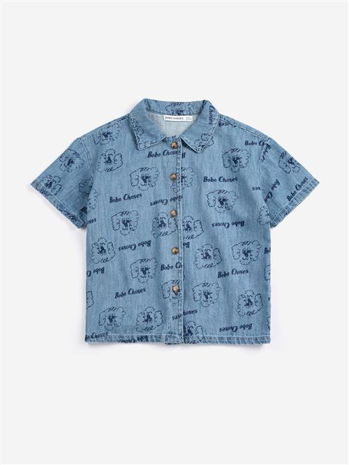 Bobo Choses Pickle The Dog All Over Denim-skjorte Prussian Blue  Prussian Blue 10-11 Y  Blå  10-11 år  Drenge