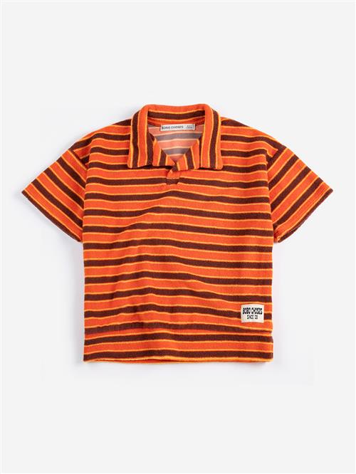 Bobo Choses Striped Brick Polo I Frotté Orange  Orange 4-5 Y  Orange.  4-5 år  Drenge