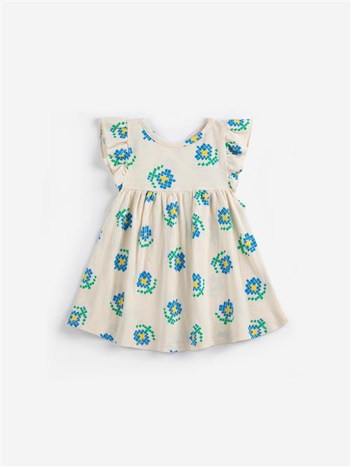 Bobo Choses Pixel Flowers All Over Kjole White  White 2 Y  Hvid  2 år  Piger