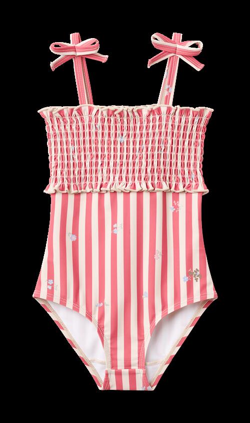 Wheat Swimsuit Selma Red Stripe Flowers Red Stripe Flowers 128 cm  Rød  128 cm  Piger