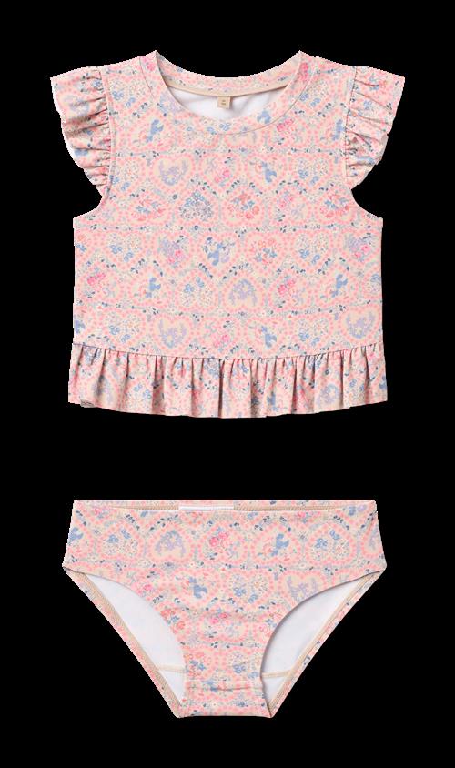 Wheat Swim Set 2-piece Alma Pink Heart Flowers Pink Heart Flowers 98 cm  Lyserød  98 cm  Piger