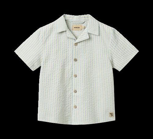 Wheat Shirt S/S Anker Summer Sky Stripe Summer Sky Stripe 122 cm  Grøn  122 cm  Drenge