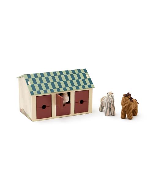 Kid's Concept Stald Med Heste Legetøjssæt  Multi-OS  Brun  One Size  Drenge, Piger