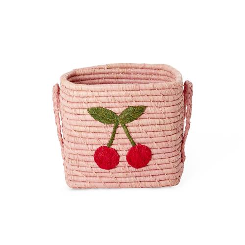 RICE Big Cherry Lille Raffiakurv Pink  Pink  S  Lyserød  S  Drenge, Piger