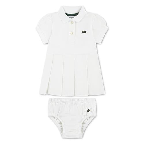 Lacoste Plisseret Kjole Farine  Farine 68 cm  Hvid  68 cm  Piger
