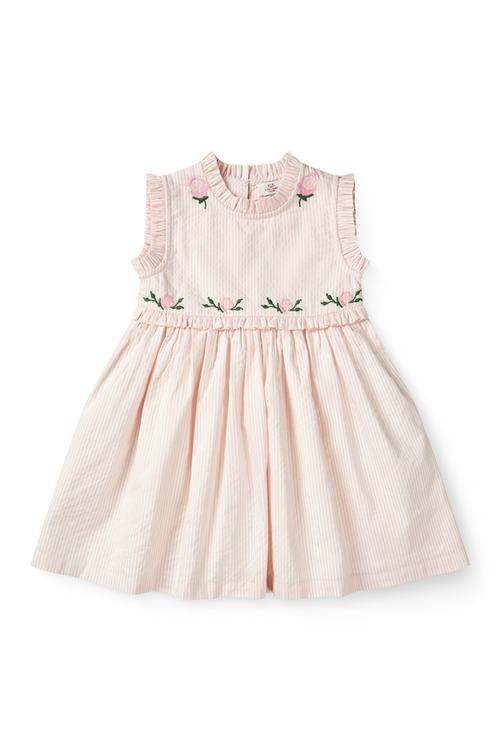 Copenhagen Colors GOTS Kjole Dusty Rose Cream Stripe  Dusty Rose Cream Stripe 104 cm  Lyserød  104 cm  Piger