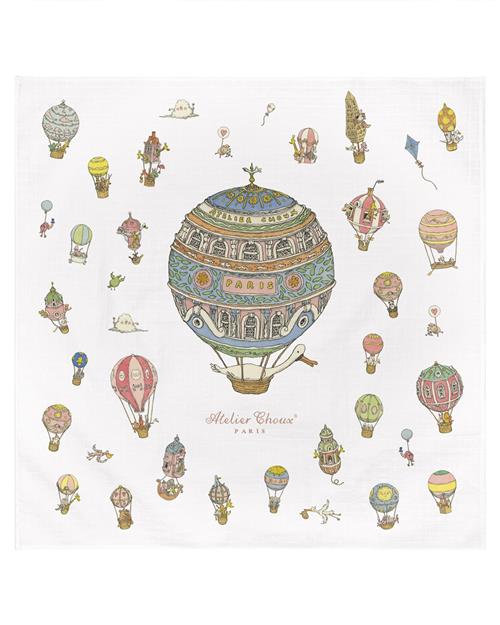 Atelier Choux GOTS Tæppe Hot Air Ballons  Hot Air Ballons One Size  Hvid  One Size  Drenge, Piger