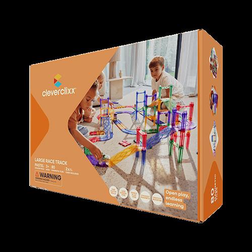 Cleverclixx Stor Racerbane Pastel 80 Brikker Multicolor  Multi-OS  Orange.  One Size 3+ Years Drenge, Piger