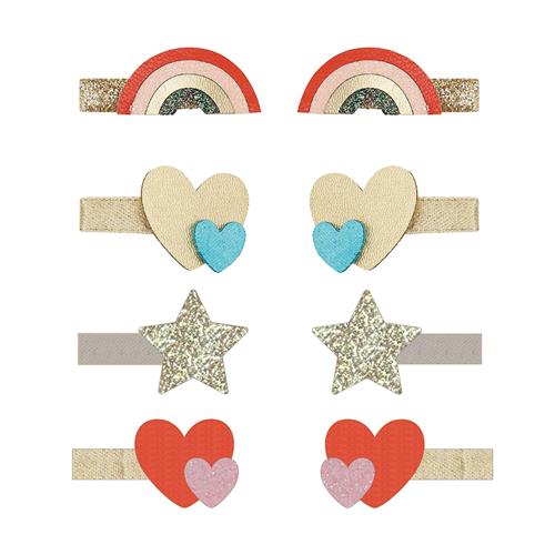 Mimi & Lula Mini Rainbow Heartbeam 8-pak Hårklemmer Multi  Multi  One Size  Guld  One Size 3-8 Years Piger