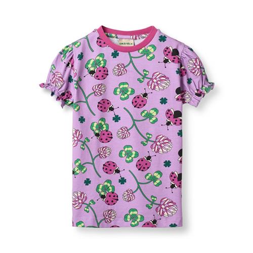 Småfolk Rubinette T-shirt Floral  Floral 5-6 Y  Lilla  5-6 år  Piger