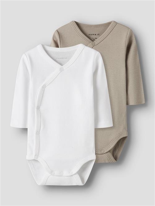 Name It Solid 2-pak Baby Bodys Pure Cashmere  Pure Cashmere 62 cm    62 cm  Drenge, Piger