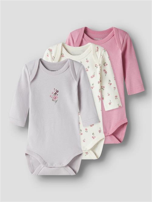 Name It Flower 3-pak Baby Bodys Jet Stream  Jet Stream 74 cm    74 cm  Piger