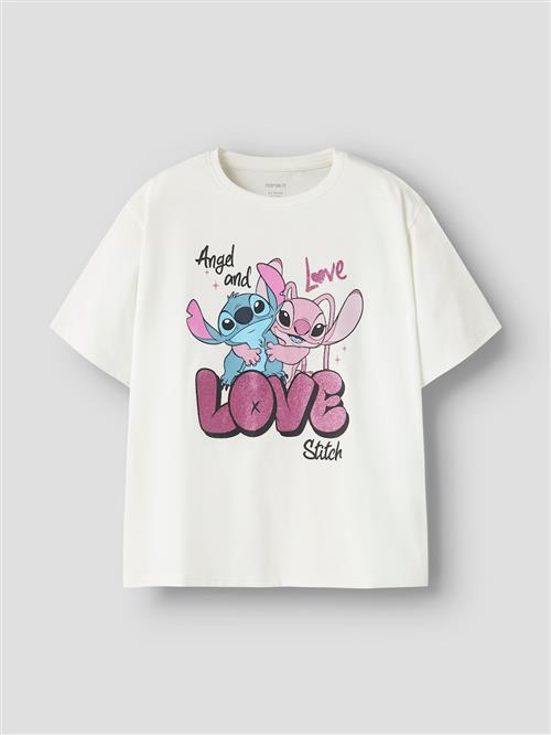 Name It Stitch T-shirt Cloud Dancer  Cloud Dancer 134/140 cm  Hvid  134/140 cm  Piger