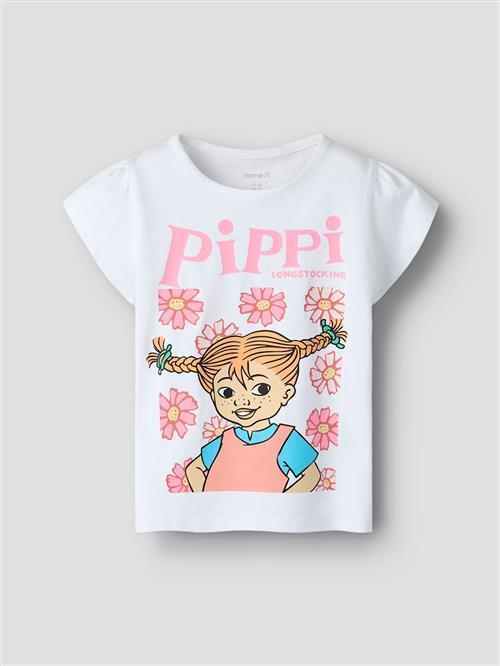 Name It Pippi T-shirt Bright White  Bright White 104 cm  Hvid  104 cm  Piger