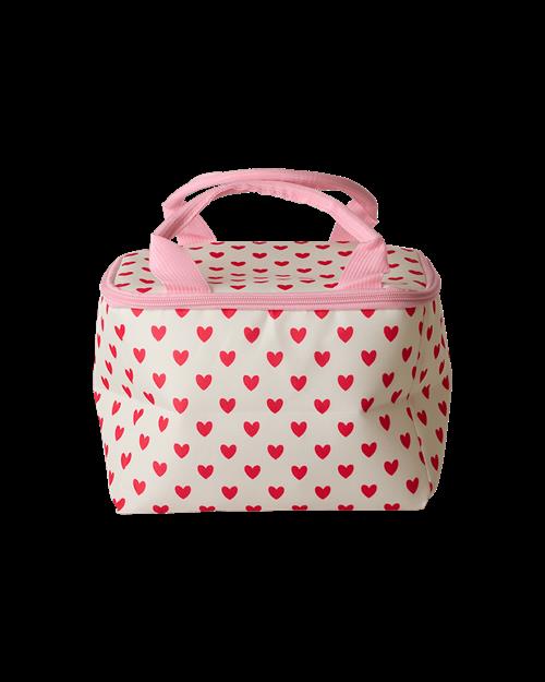 RICE Lille Køletaske Med Print Af Røde Hjerter Cream  Cream One Size  Creme  One Size