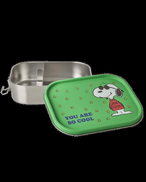 RICE Stor Madkasse I Rustfrit Stål Med Udtagelig Skillevæg Green Snoopy Print  Green One Size  Grøn  One Size