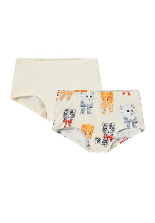 Molo GOTS Jemma 2-pak Hipsters Retro Kittens  Retro Kittens 110/116 cm  Creme  110/116 cm  Piger