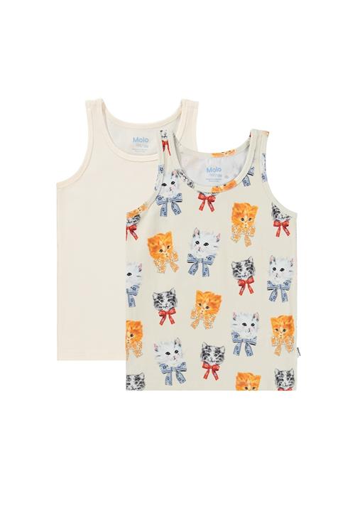 Molo GOTS Jeanie 2-Pack Tank Top Retro Kittens  Retro Kittens 158/164 cm  Creme  158/164 cm  Piger