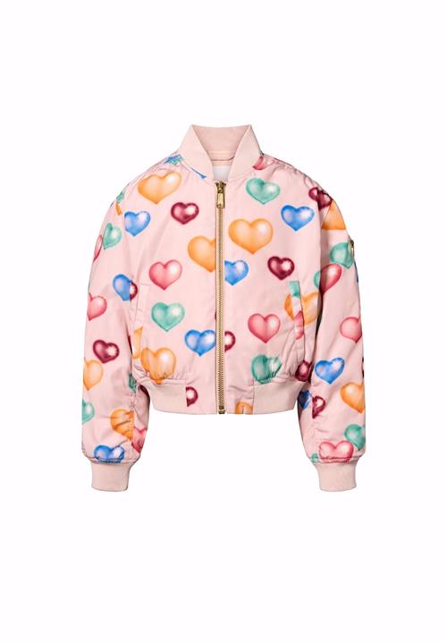 Molo Hedia Bomberjakke Colourful Hearts  Colourful Hearts 140 cm  Lyserød  140 cm  Piger