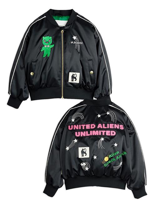 Mini Rodini United Aliens Unlimited Baseballjakke I Satin Black  Black 128/134 cm  Sort  128/134 cm  Drenge, Piger